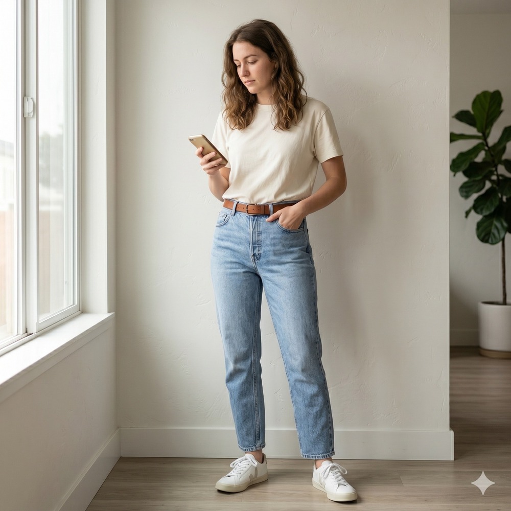 Everlane The Curvy 90s Cheeky Straight Jean Womens 30‎ Regular Blue High Rise